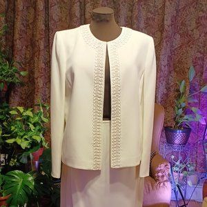 Kasper Off White 2Pc Skirt Suit, Sz 14